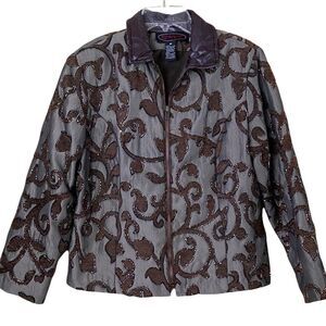 Vintage ENTICE Exclusive 3-D Zippered Embellished Jacket Size Medium